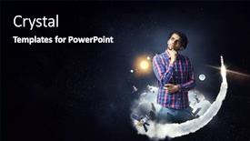  Presentation with seeking - Cool new PPT theme with man thinking and seeking new idea concept backdrop and a black colored foreground