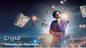  Presentation with seeking - Slides enhanced with man thinking and seeking new idea concept background and a ocean colored foreground