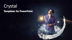  Presentation with seeking - Cool new slides with man thinking and seeking new idea concept backdrop and a black colored foreground