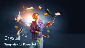  Presentation with seeking - Slides having man thinking and seeking new idea concept background and a ocean colored foreground