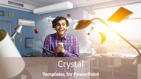  Presentation with seeking - Slide deck enhanced with man thinking and seeking new idea concept background and a coral colored foreground