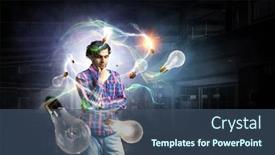  Presentation with seeking - Presentation design consisting of man thinking and seeking new idea concept background and a ocean colored foreground