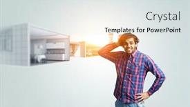  Presentation with seeking - Slide set featuring man-thinking-and-seeking-new background and a light gray colored foreground