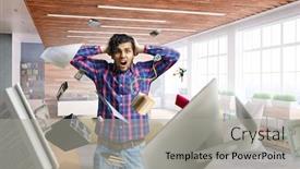  Presentation with seeking - Slide deck having man-thinking-and-seeking-new background and a light gray colored foreground