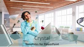  Presentation with seeking - Cool new PPT layouts with man-thinking-and-seeking-new backdrop and a light blue colored foreground