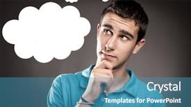  Presentation with cloud - Presentation theme featuring man thinking with a cloud background and a teal colored foreground
