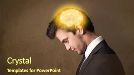  Presentation with thinking brain - Presentation theme consisting of man thinking with glowing brain background and a tawny brown colored foreground