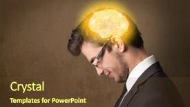  Presentation with brain thinking - Cool new presentation theme with rattan lamp hang in ceiling backdrop and a wine colored foreground.