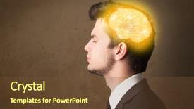  Presentation with brain thinking - Presentation enhanced with man thinking with glowing brain background and a tawny brown colored foreground