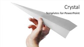  Presentation with note - Slide set enhanced with man throwing a paper airplane background and a white colored foreground