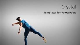  Presentation with grey - Amazing presentation theme having man throwing discus against white backdrop and a light gray colored foreground