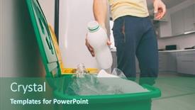  Presentation with plastic bottle - Audience pleasing slide set consisting of man-throws-the-plastic-bottle backdrop and a ocean colored foreground