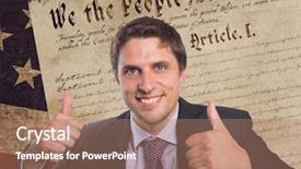  Presentation with independence day - Cool new PPT theme with man thumbs up for independence backdrop and a coral colored foreground