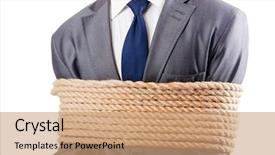  Presentation with hanging rope pictures white - Presentation theme featuring man tied up with rope background and a coral colored foreground