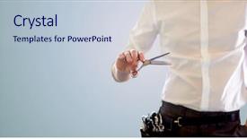  Presentation with hair salon - Beautiful slide set featuring man tools - beauty and hair salon hairstyle backdrop and a lemonade colored foreground