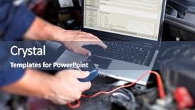  Presentation with mechanic - Presentation theme featuring man tools - car mechanic hands background and a  colored foreground