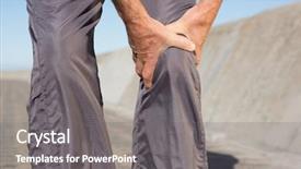  Presentation with active seniors senior e - Beautiful PPT theme featuring man touching his injured knee backdrop and a gray colored foreground