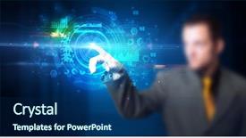  Presentation with medical charts - Cool new slide deck with man touching hologram screen displaying backdrop and a navy blue colored foreground