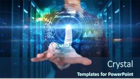  Presentation with medical charts - Beautiful PPT theme featuring man-touching-hologram-screen-displaying backdrop and a ocean colored foreground