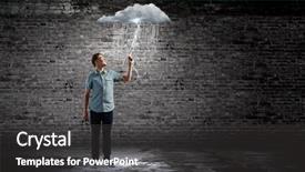  Presentation with special education young adult man - PPT layouts enhanced with man touching illustration of rain background and a  colored foreground