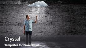  Presentation with pink 80s disco 3d illustration - Amazing PPT theme having man touching illustration of rain backdrop and a  colored foreground