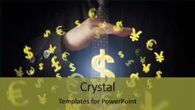  Presentation with money online - Beautiful theme featuring man touching online button with money icon money concept backdrop and a gold colored foreground