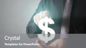  Presentation with money online - Beautiful slide deck featuring man touching online button with money icon money concept backdrop and a gray colored foreground