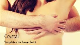  Presentation with breast - Presentation having man touching woman's breast background and a lemonade colored foreground