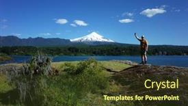  Presentation with chile - Slide set featuring man-tourist-standing-with-hand background and a tawny brown colored foreground