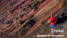 Presentation with running mountains - Presentation design enhanced with man trail running in mountains background and a tawny brown colored foreground