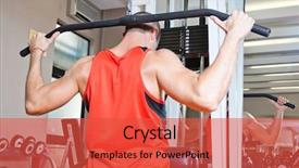  Presentation with club training - Slides enhanced with man training in a fitness club background and a red colored foreground