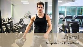  Presentation with gym ball - Theme having man-training-in-a-gym background and a coral colored foreground