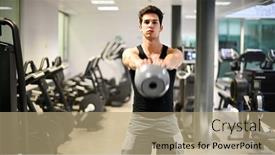  Presentation with gym ball - Beautiful PPT layouts featuring man-training-in-a-gym backdrop and a coral colored foreground