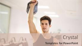  Presentation with gym ball - PPT theme enhanced with man-training-in-a-gym background and a lemonade colored foreground