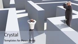  Presentation with octagon two mma fighters standing - Cool new PPT layouts with man trap - two businessmen standing in maze backdrop and a light blue colored foreground