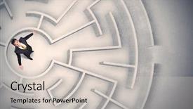  Presentation with maze - Amazing PPT theme having man trapped in a circular backdrop and a light gray colored foreground