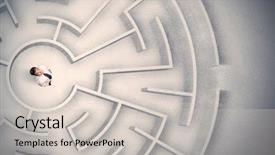  Presentation with maze - Slide deck having man trapped in a circular background and a  colored foreground
