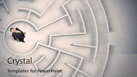  Presentation with business - Slide set enhanced with man trapped in a circular background and a light gray colored foreground