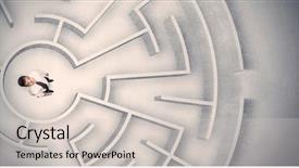  Presentation with business man climbs up to the top of 3d success stairs steps - Slides having man trapped in a circular background and a  colored foreground