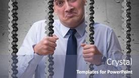  Presentation with prison - Colorful presentation theme enhanced with man-trapped-in-prison backdrop and a ocean colored foreground