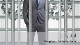  Presentation with prison - Presentation theme enhanced with man-trapped-in-prison and a light gray colored foreground