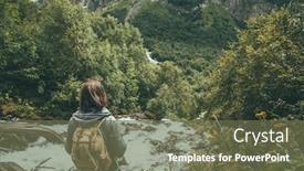  Presentation with woods - Presentation design consisting of man-traveler-alone-with-backpack background and a tawny brown colored foreground