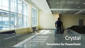  Presentation with terminal storage tank - Cool new presentation theme with man traveler walking the airport backdrop and a  colored foreground