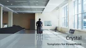  Presentation with airport terminal - Theme with man traveler walking the airport background and a  colored foreground