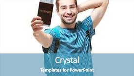  Presentation with passport travel - Amazing slides having man traveler with passport backdrop and a teal colored foreground