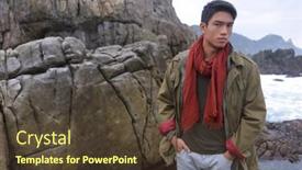  Presentation with adventure - Slide deck consisting of man-traveling-hiking-in-rock background and a tawny brown colored foreground