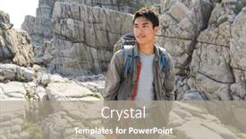  Presentation with active lifestyle - Slides consisting of man-traveling-with-backpack-hiking background and a mint green colored foreground