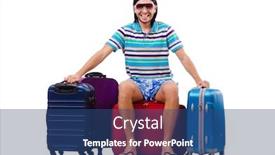  Presentation with white - Audience pleasing slides consisting of man-travelling-with-suitcases-isolated backdrop and a  colored foreground