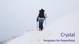  Presentation with foggy - Amazing PPT layouts having striving team effort - man trekking in foggy winter backdrop and a sky blue colored foreground