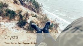  Presentation with stormy sea - Presentation theme with man-trekking-in-winter-resting background and a soft green colored foreground